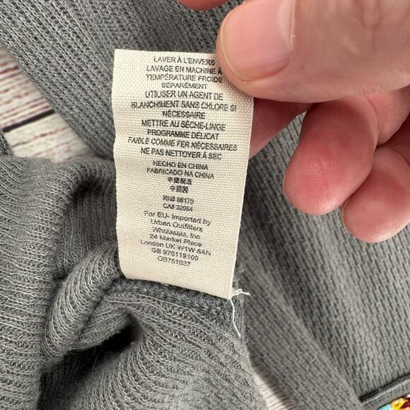 FP One Free People Embroidered Henley Thermal Shirt Womens Medium Gray - Picture 10 of 13